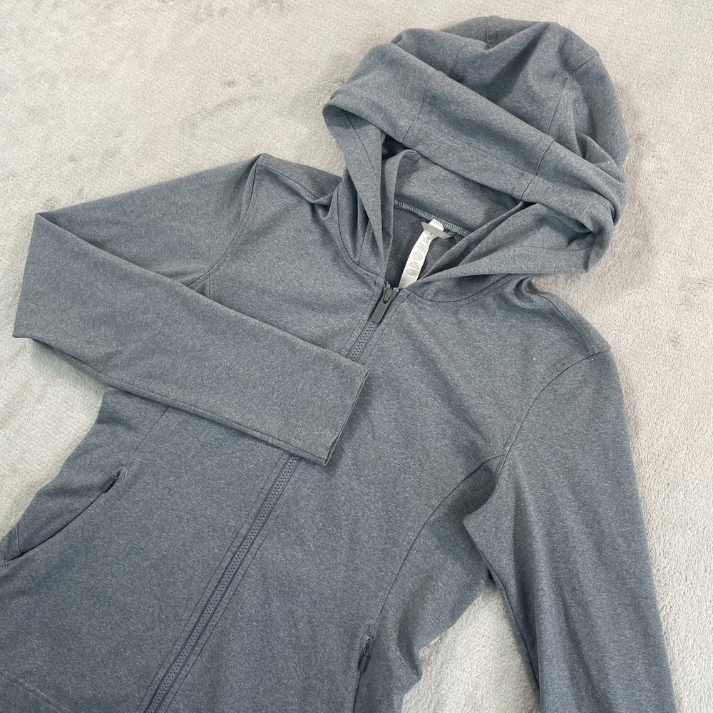 Lululemon Hooded Jacket Women 6 Grey Full Zip Pockets Performance‎ Yoga Gym